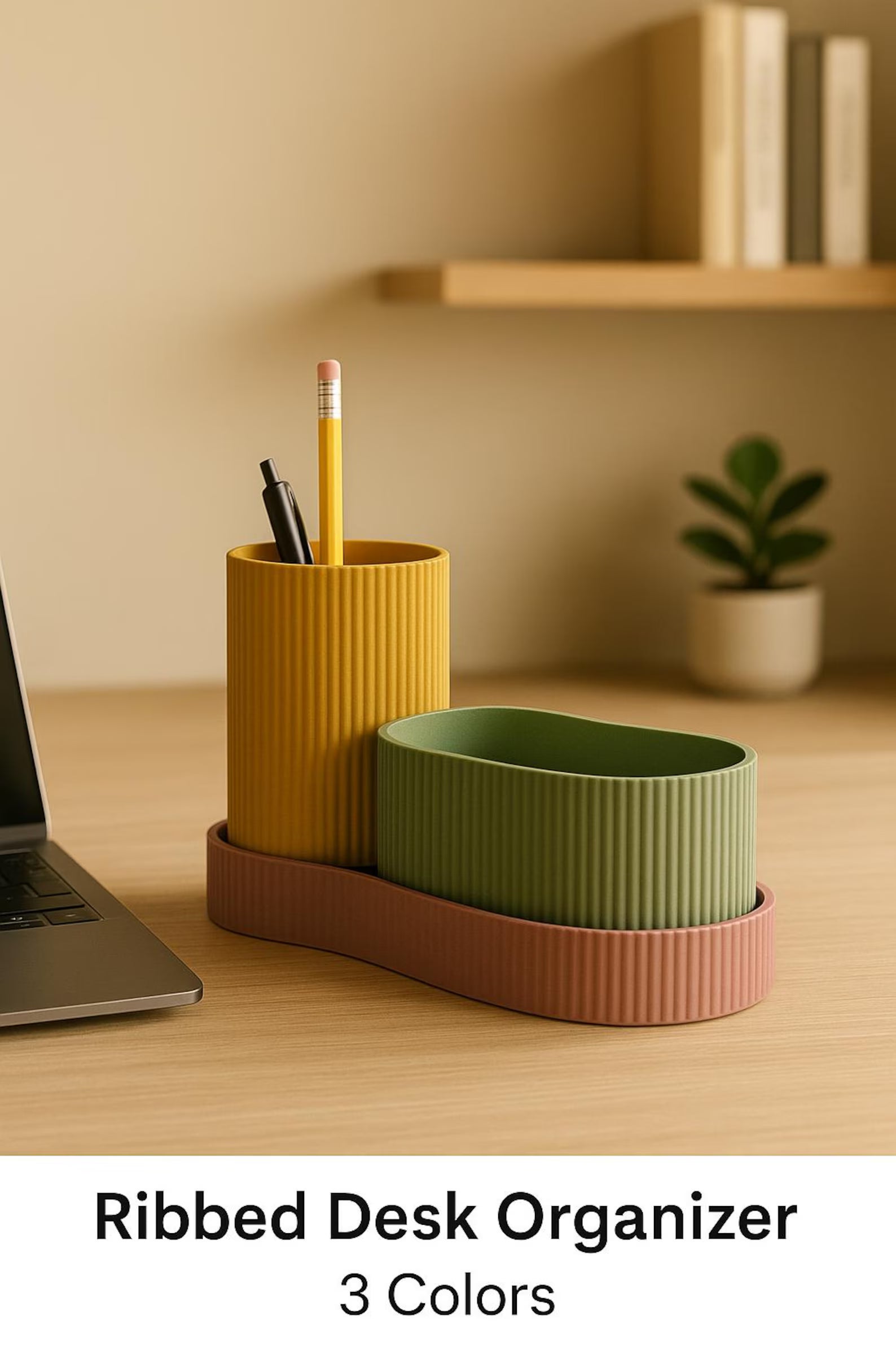 Modern Ribbed Desk Organizer Set