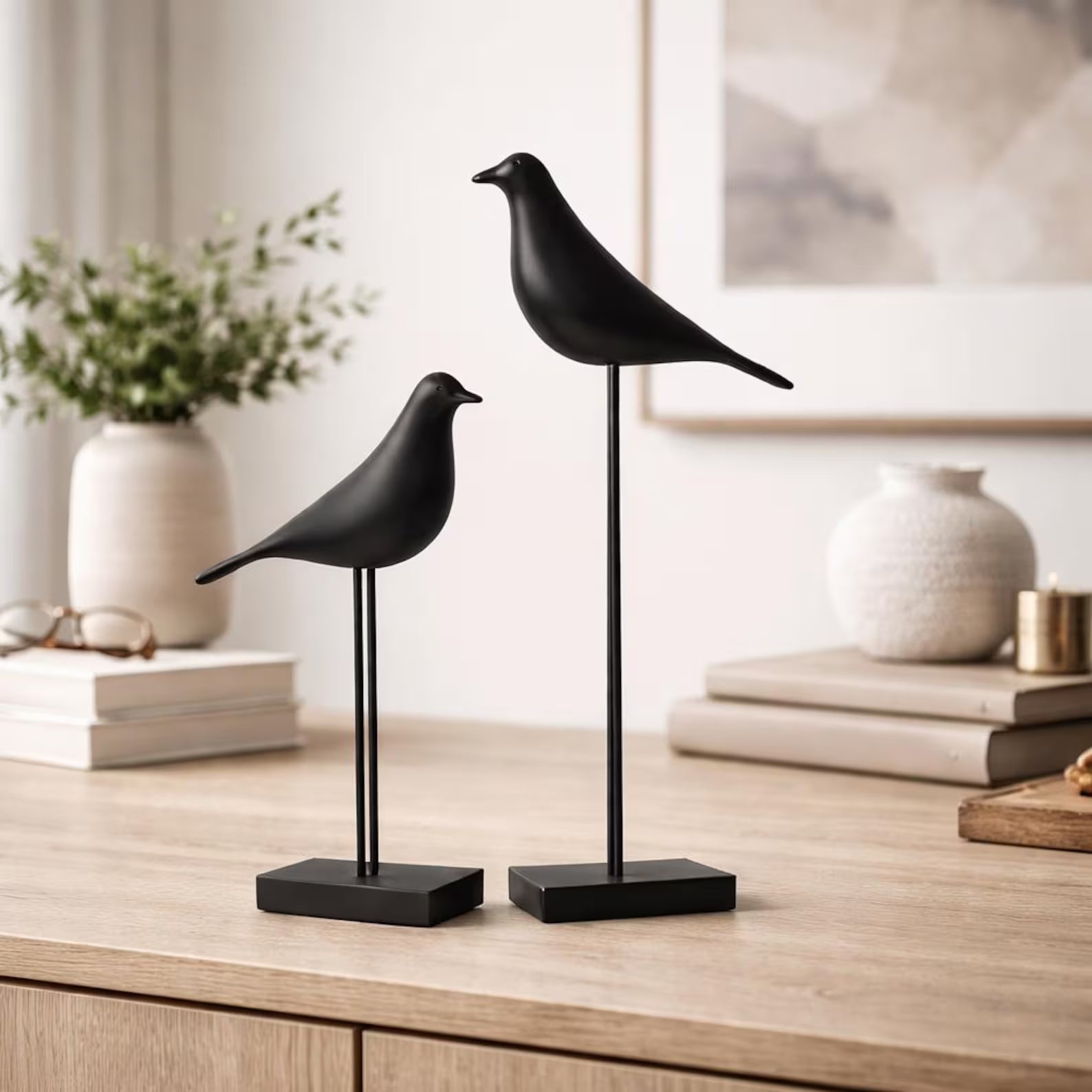 Nordic Resin Bird Statue Set